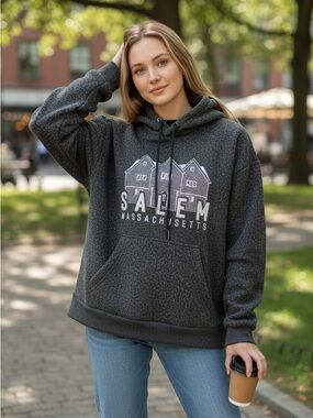 Salem Massachusetts Dark Gray Hooded Sweatshirt NWT size S